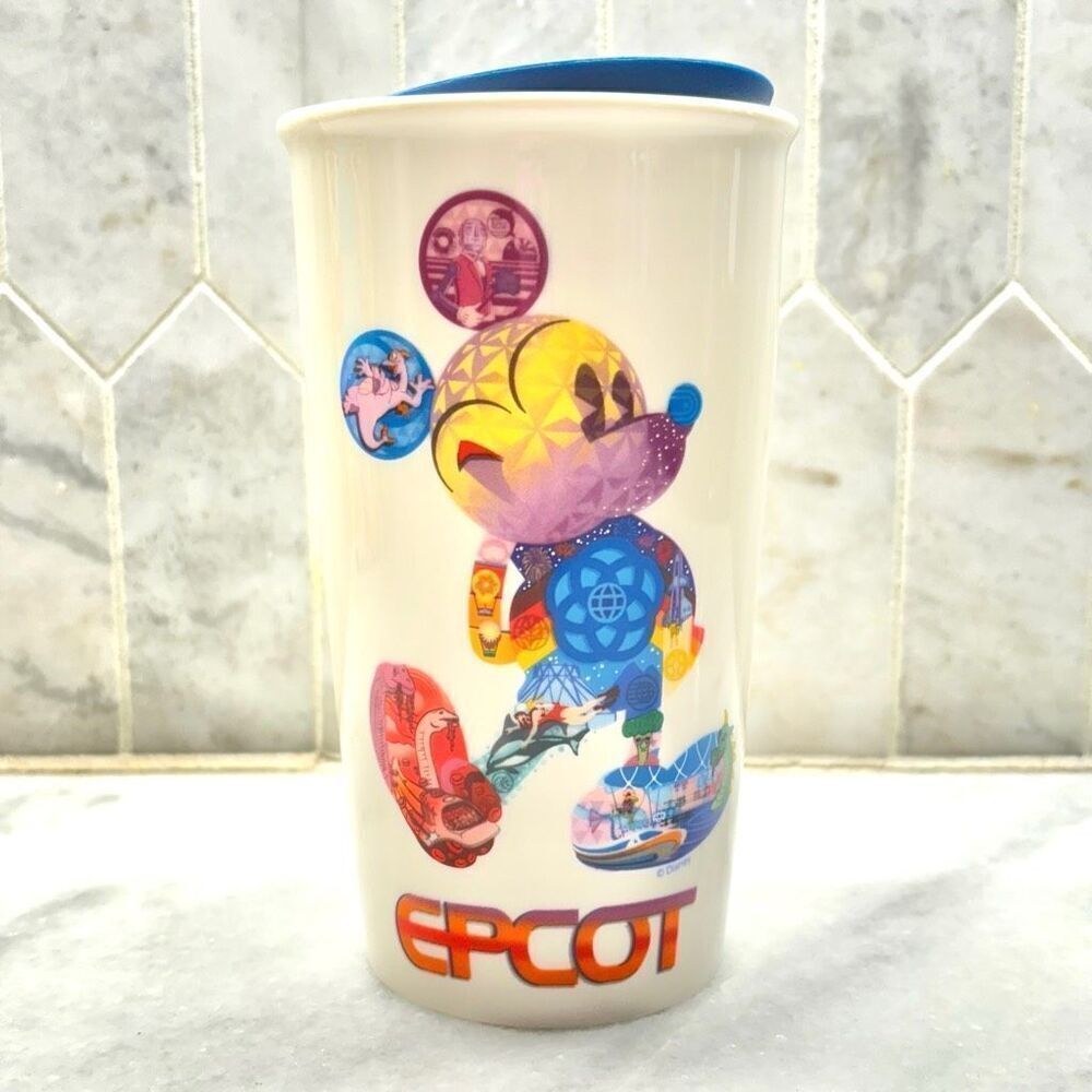 Disney Parks Starbucks EPCOT Mickey Mouse Ceramic Coffee Tumbler Multicolor 355m